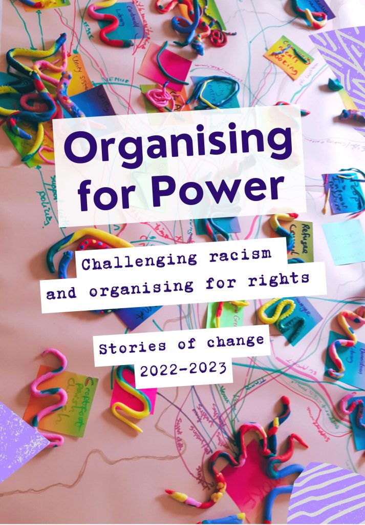 cover image of the zine titled Organising for Power Challenging racism and organising for rights: Stories of change 2022-2023